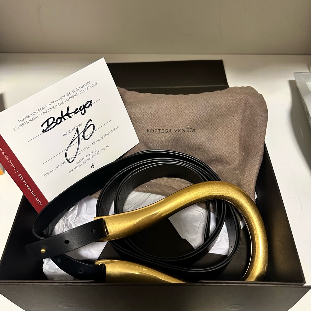 Bottega Veneta Gold buckle belt